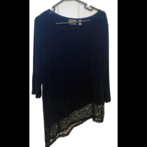 Chicos Top Womens Large 2 Blue Pullover Stretch 3/4 Sleeve Casual Professional